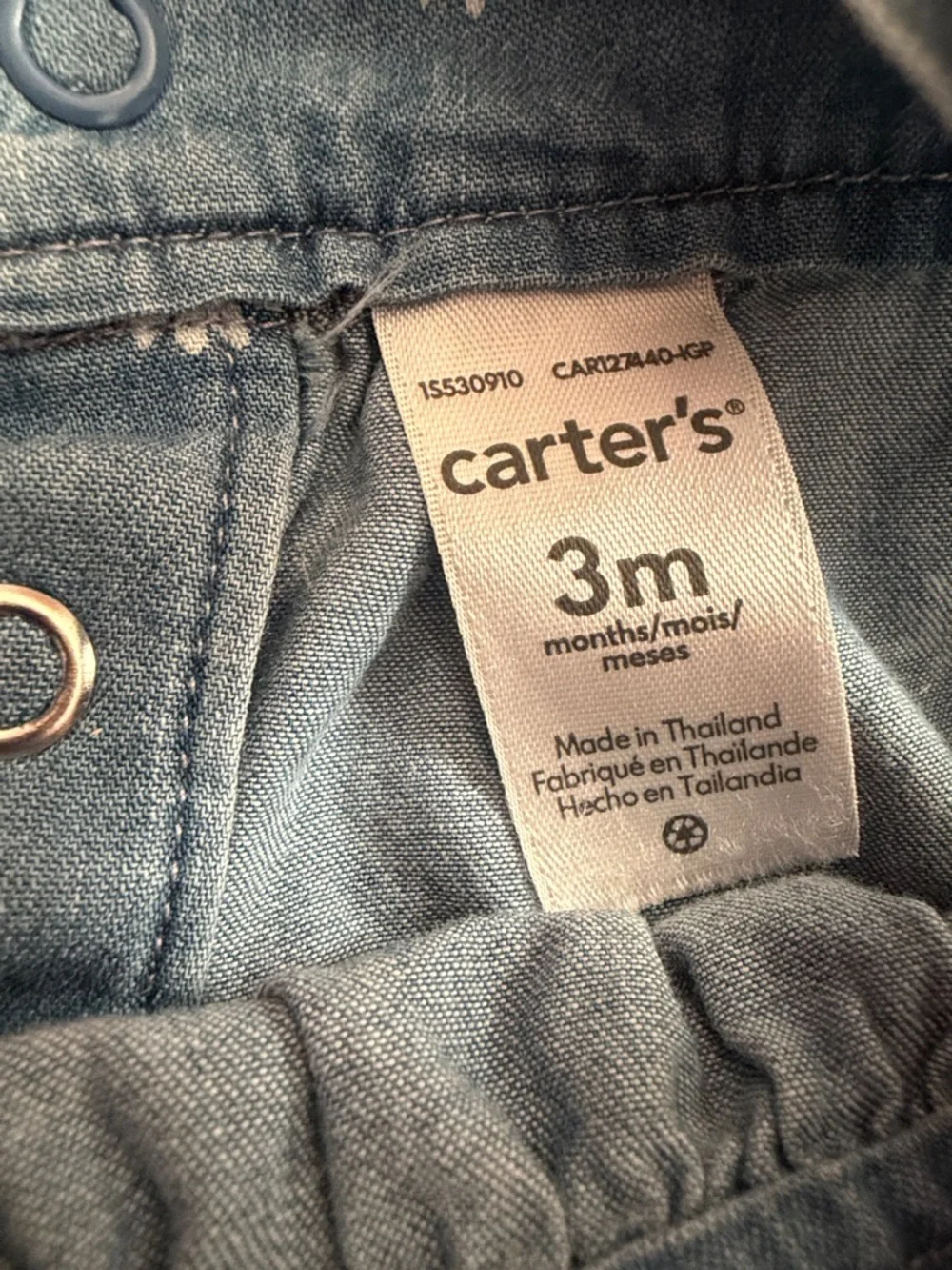 Carter's Light Blue Denim Daisy Overalls Romper - Picture 5 of 6